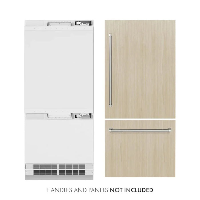 ZLINE 36" Panel Ready Built-In Bottom Freezer Refrigerator,Water Dispenser, Ice Maker, RBIT-3609K