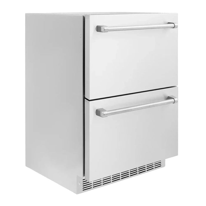 ZLINE 24" Touchstone 168 Can Outdoor-Rated Dual Refrigerator Drawer, Stainless Steel, RDSO-ST-2409K