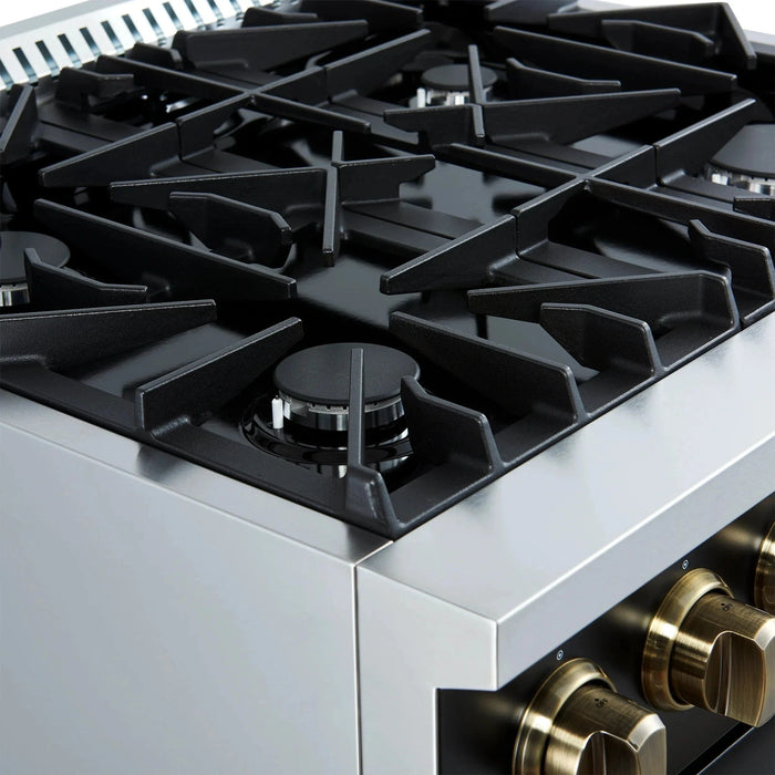 FORNO Marco 30" Gas on Gas Range FFSGS6277-30BLK09K