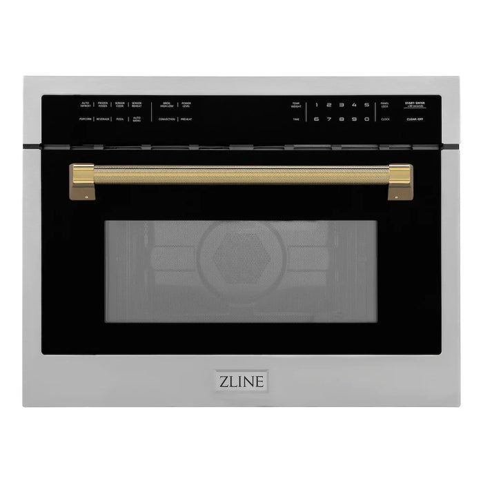 ZLINE Autograph Edition 24" Built-in Convection Microwave Oven, Stainless Steel, Helix Handle MWOZ-24-KCB09K