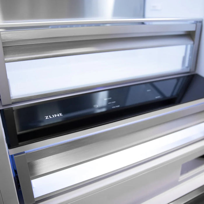 ZLINE Autograph Edition 60" Panel Ready Built-In Bottom Freezer Refrigerator, Water Dispenser, Ice Maker, Accents RBIVZ-60-CB09K