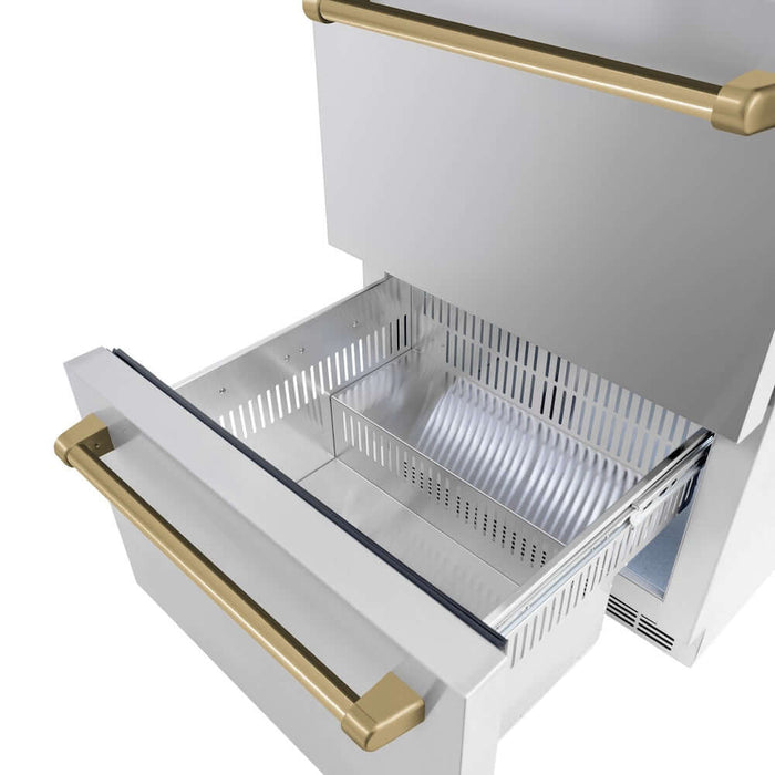 ZLINE 24" Touchstone 168 Can Outdoor-Rated Dual Refrigerator Drawer, Champagne Bronze, RDSOZ-ST-24-CB09K