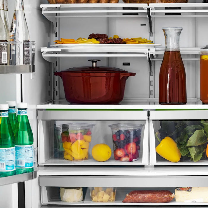ZLINE Autograph Edition 36" Counter-Depth French Door Refrigerator, Ice Maker, Fingerprint-Resistant Stainless Steel, Helix Handles RFMZ-36-KCB09K