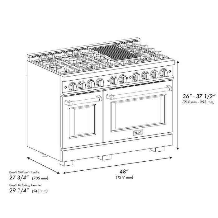 ZLINE 48" Select Gas Range Convection Gas Oven DuraSnow® Stainless Steel Matte Black HGRSZ-48-MB09K