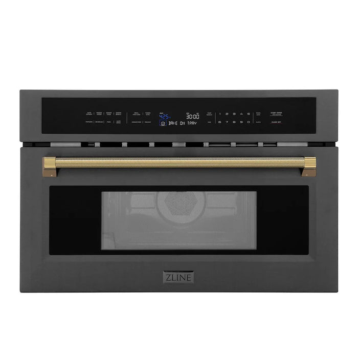 ZLINE Autograph Edition 30" Built-in Convection Microwave Oven, Black Stainless Steel, Helix Handle MWOZ-30-BS-KCB09K