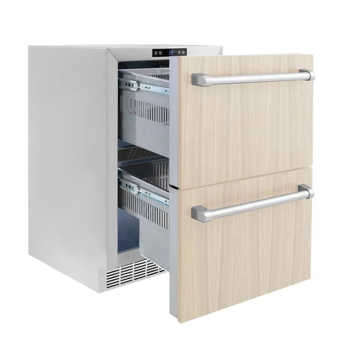 ZLINE 24" Touchstone 168 Can Outdoor-Rated Dual Refrigerator Drawer, Panel Ready, RDSPO-2409K