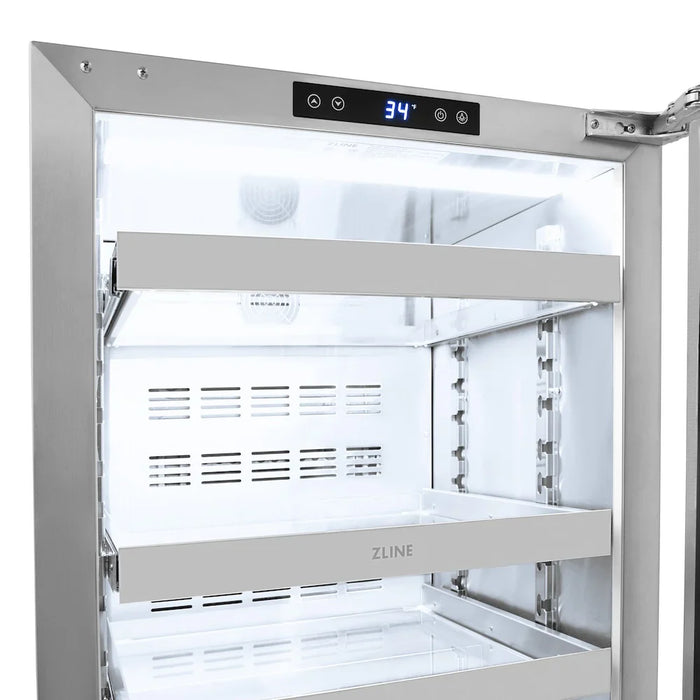 ZLINE Autograph Edition 24" Touchstone 151 Can Beverage Fridge, Solid Stainless Steel Door, Helix Handle RBSOZ-ST-24-KCB09K