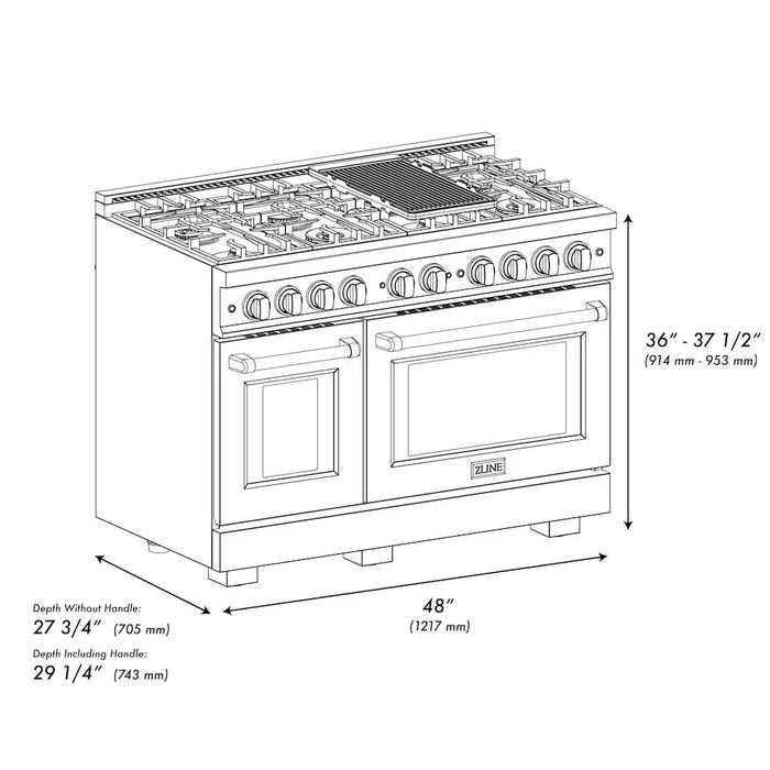 ZLINE 48" Select Gas Range Convection Gas Oven Stainless Steel Matte Black HGRZ-48-MB09K