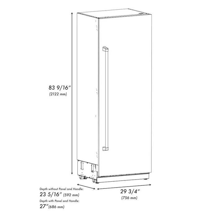 ZLINE 30" Column Refrigerator Stainless Steel, Graphite Gray Interior Champagne Bronze RCRVZ-30430-CB09K