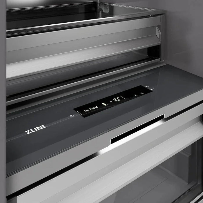 ZLINE 18" Right Hinge Column Freezer Stainless Steel, Graphite Gray Interior Polished Gold RCFVRZ-30418-G09K