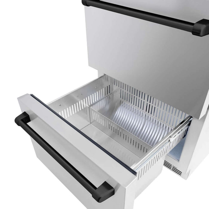 ZLINE 24" Touchstone 168 Can Outdoor-Rated Dual Refrigerator Drawer, Matte Black, RDSOZ-ST-24-MB09K