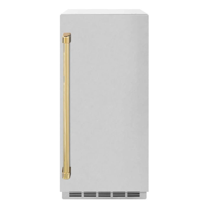 ZLINE Autograph Edition 15 " Touchstone Clear Cube Ice Maker, Drain Pump, Satin Stainless Steel Door, Accents ICCDZ-SN-15-CB09K
