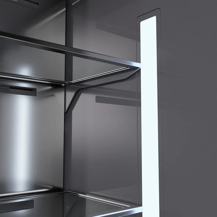 ZLINE Autograph Edition 36" French Door Built-In Bottom Freezer Refrigerator, Water Dispenser, Ice Maker, Stainless Steel, Graphite Gray Interior, Helix Handles GRBIVZ-30436KCB09K