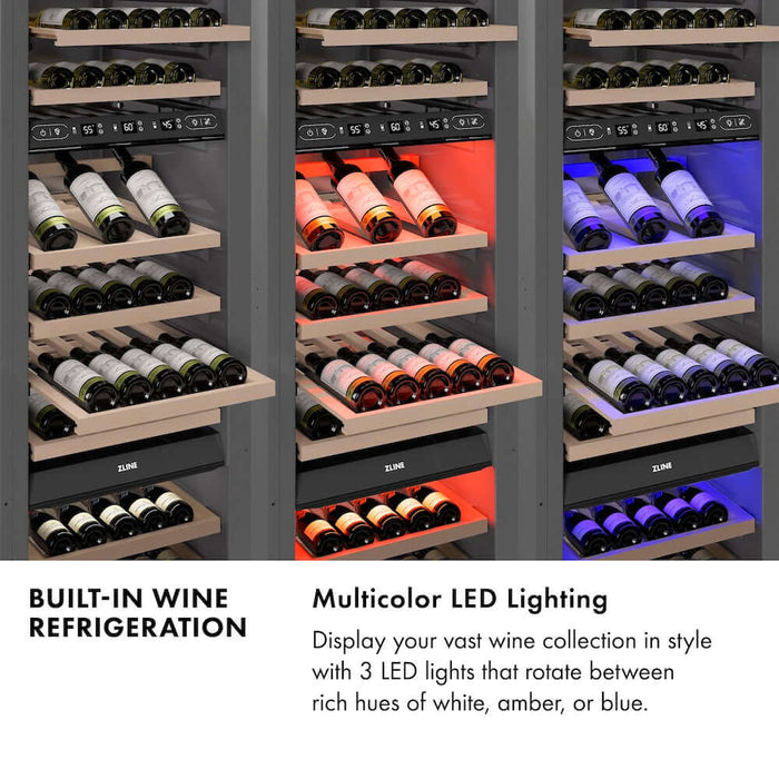 ZLINE 18"Triple Zone 68 Bottle Right Hinge Column Wine Cooler, White Matte Stainless Steel Matte Black RCWVRZ-WM-18-MB09K
