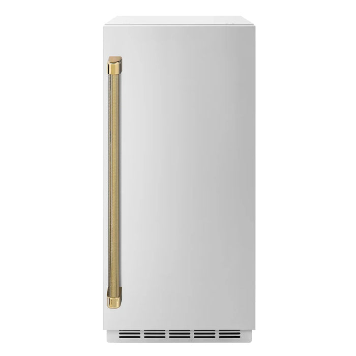 ZLINE Autograph Edition 15" Touchstone Clear Cube Ice Maker, Drain Pump, Stainless Steel Door, Helix Handle ICCDZ-ST-15-KCB09K