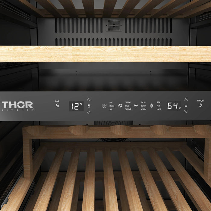 THOR Kitchen 24" Wine Cooler, 115 Wine Bottle Capacity TWC2470D09K