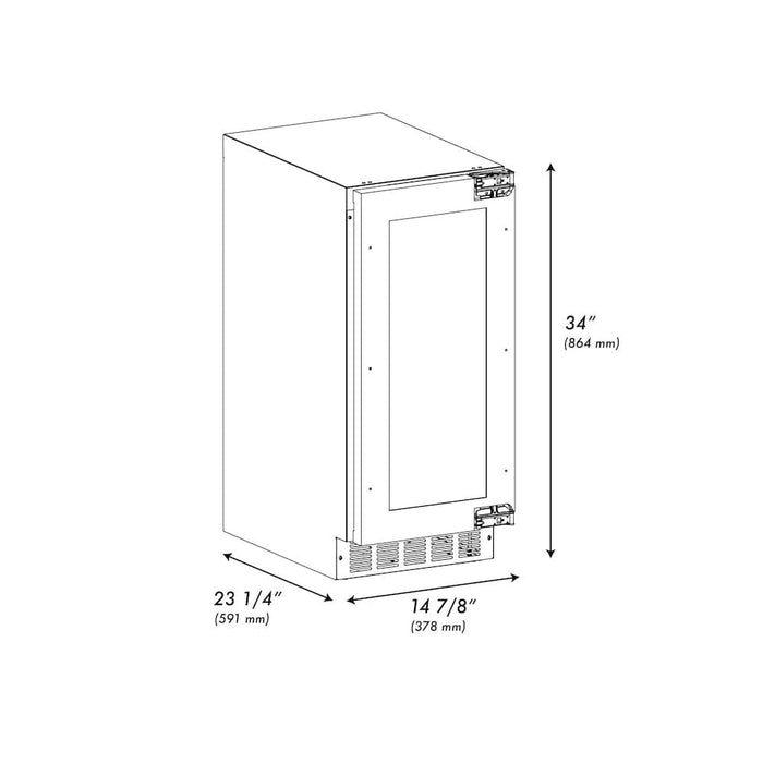 ZLINE 15" Touchstone Clear Cube Ice Maker Drain Pump Panel Ready Door Polished Gold Door ICCDPZ-15-G09K