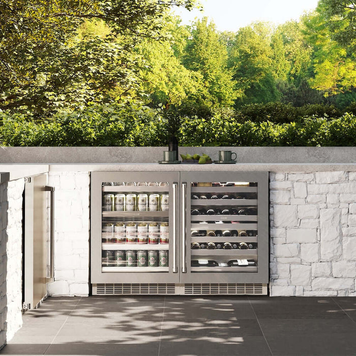 ZLINE 24" Touchstone 151 Can Beverage Fridge DuraSnow® Stainless Steel Glass Door RBSO-SN-2409K