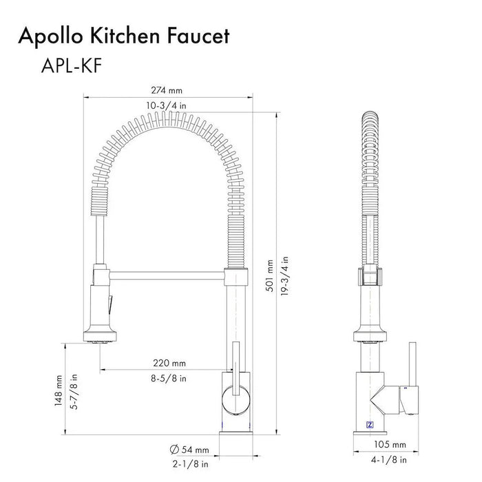 ZLINE Apollo Kitchen Faucet, APL-KF-ZBNCB09K