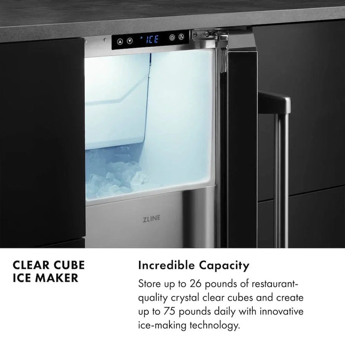 ZLINE 15" Touchstone Clear Cube Ice Maker Drain Pump Panel Ready Door ICCDP-1509K