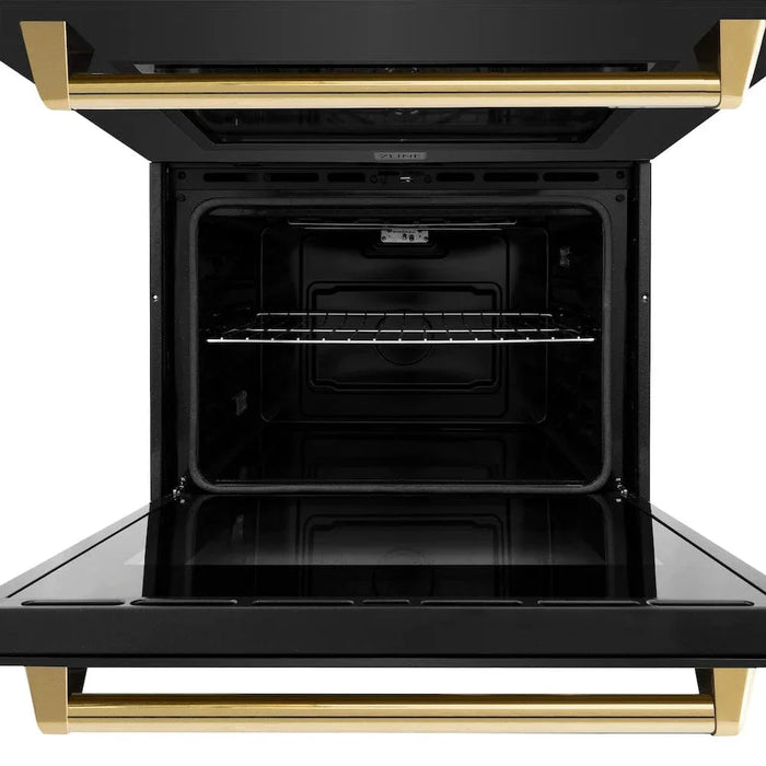 ZLINE 30"Professional True Convection Double Wall Oven, Air Fry, Self Clean Black Stainless Steel, Gold WADBZ-30-G09K