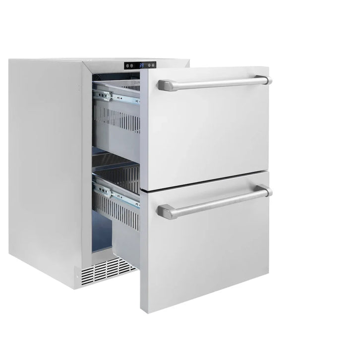 ZLINE 24" Touchstone 168 Can Outdoor-Rated Dual Refrigerator Drawer, Stainless Steel, RDSO-ST-2409K