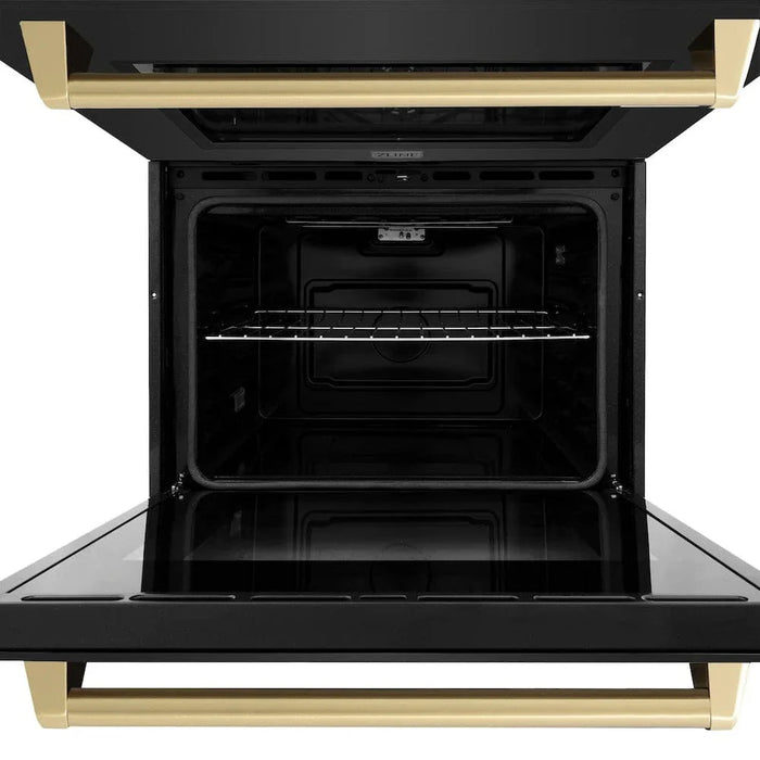 ZLINE 30"Professional True Convection Double Wall Oven, Air Fry, Self Clean Black Stainless Steel, Champagne Bronze WADBZ-30-CB09K