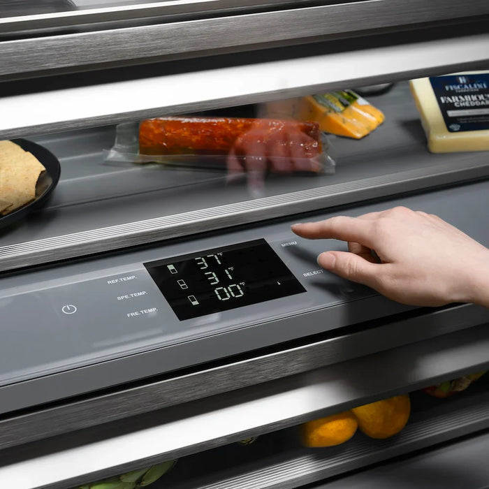 ZLINE 30" Panel Ready Built-In Bottom Freezer Refrigerator, Water Dispenser, Ice Maker, Graphite Gray Interior GRBIV-3009K