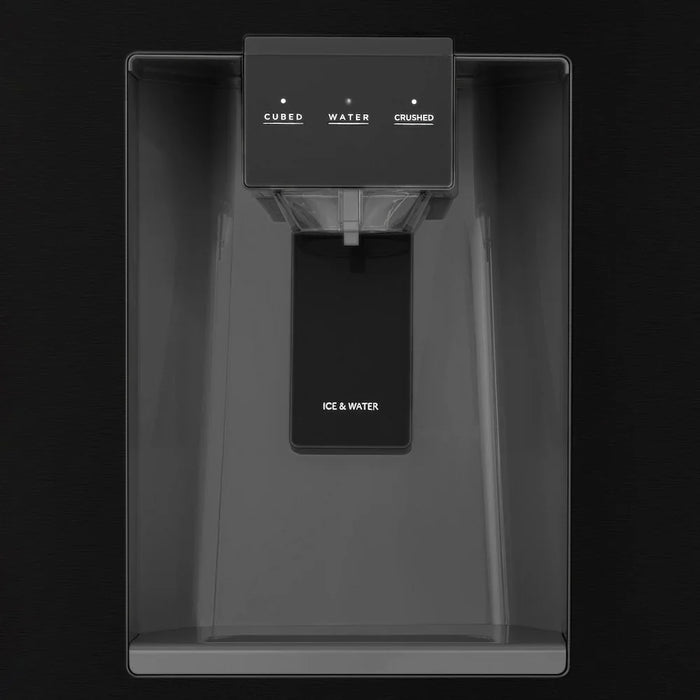 ZLINE Autograph Edition 36" Standard-Depth French Door External Water Dispenser Refrigerator, Dual Ice Maker, Fingerprint-Resistant Black Stainless Steel, Helix Handles RSMZ-W-36-BS-KG09K