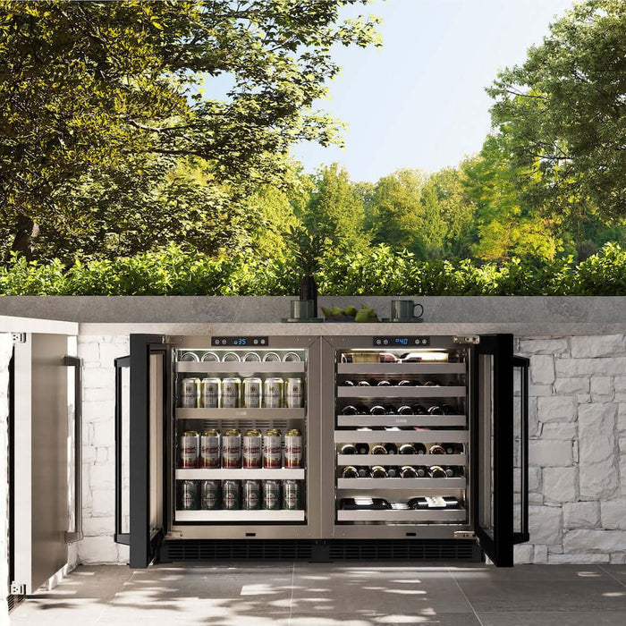 ZLINE 24" Touchstone 151 Can Beverage Fridge Black Stainless Steel Glass Door RBSO-BS-2409K