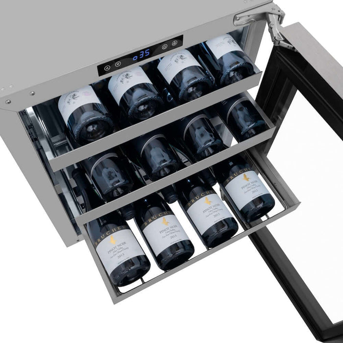 ZLINE 24" Touchstone Dual Zone 44 Bottle Wine Cooler DuraSnow® Stainless Steel Glass Door RWDO-SN-2409K
