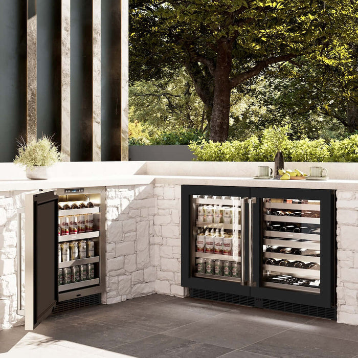 ZLINE 24" Touchstone 151 Can Beverage Fridge Black Matte Glass Door RBSO-BLM-2409K