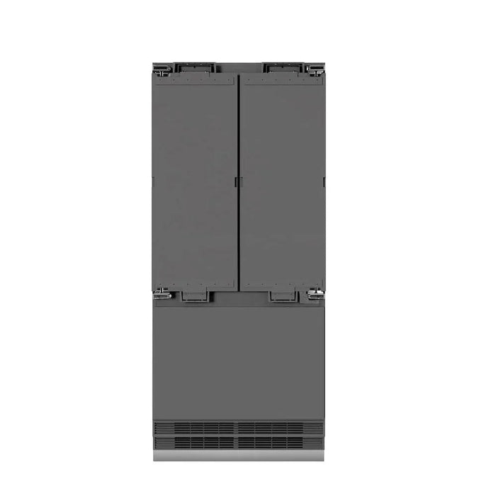 ZLINE 36" Panel Ready Built-In Bottom Freezer Refrigerator,Water Dispenser, Ice Maker,Graphite Gray, Champagne Bronze GRBIVZ-36-CB09K