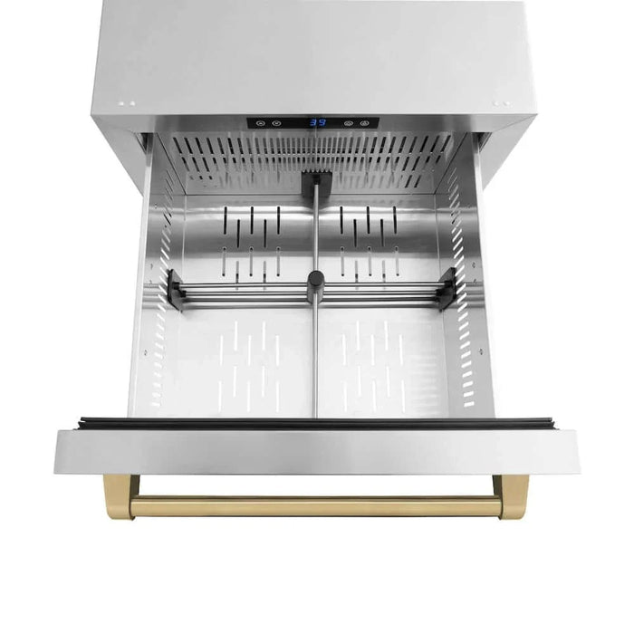ZLINE 24" Touchstone 168 Can Outdoor-Rated Dual Refrigerator Drawer, Champagne Bronze, RDSOZ-ST-24-CB09K