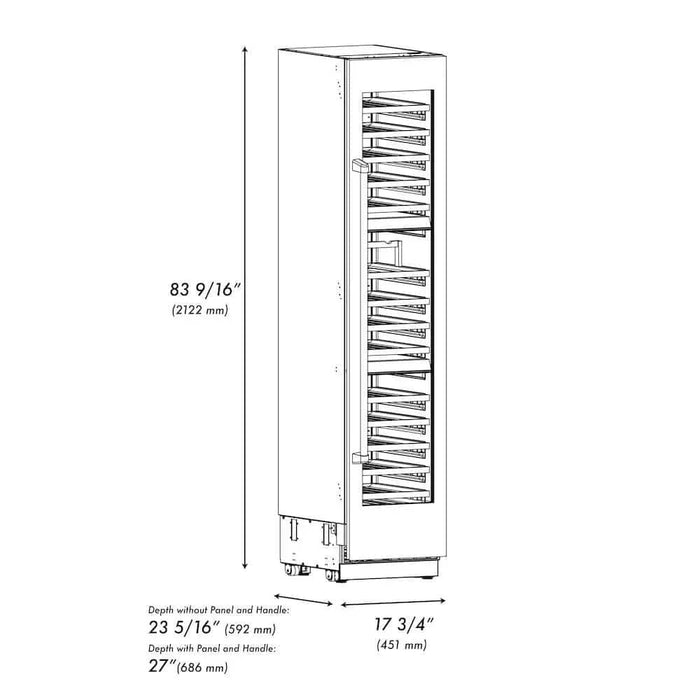 ZLINE 18"Triple Zone 68 Bottle Right Hinge Column Wine Cooler, Black Stainless Steel Polished Gold RCWVRZ-BS-18-G09K