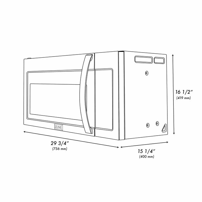 ZLINE 30 " Recirculating Over-the-Range Convection Microwave Oven Charcoal Filters Stainless Steel MWO-OTRCF-3009K