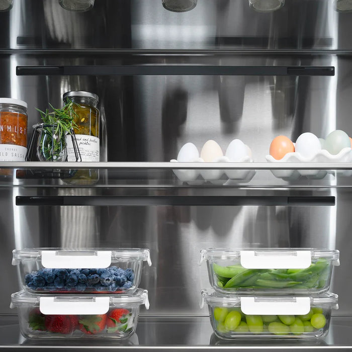 ZLINE 36" French Door Built-In Bottom Freezer Refrigerator, Water Dispenser, Ice Maker, Satin Stainless Steel, Accents SRBIVZ-SN-36-CB09K