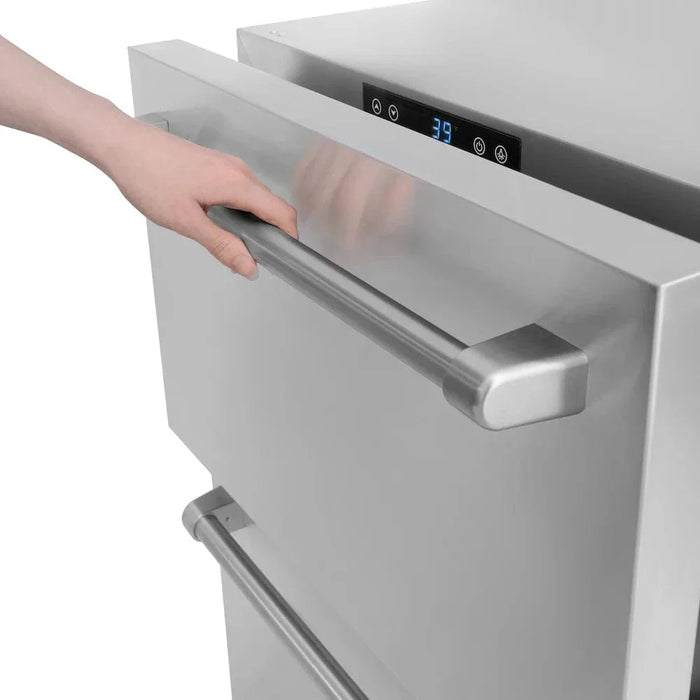 ZLINE 24" Touchstone 168 Can Outdoor-Rated Dual Refrigerator Drawer, Stainless Steel, RDSO-ST-2409K