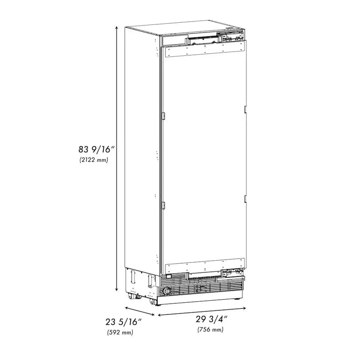 ZLINE 30" Panel Ready Column Refrigerator, Graphite Gray Interior RBCRV-3009K