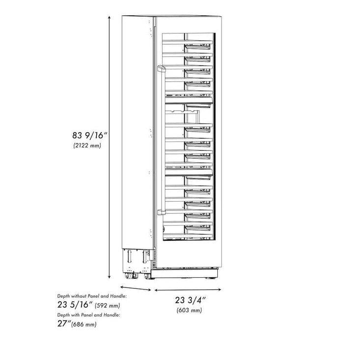 ZLINE 24"Triple Zone 100 Bottle Column Wine Cooler, Black Stainless Steel Champagne Bronze RCWVZ-BS-24-CB09K