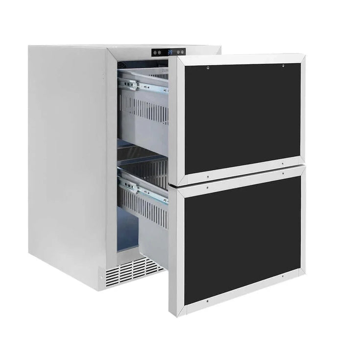 ZLINE 24" Touchstone 168 Can Outdoor-Rated Dual Refrigerator Drawer, Panel Matte Black, RDSPOZ-24-MB09K