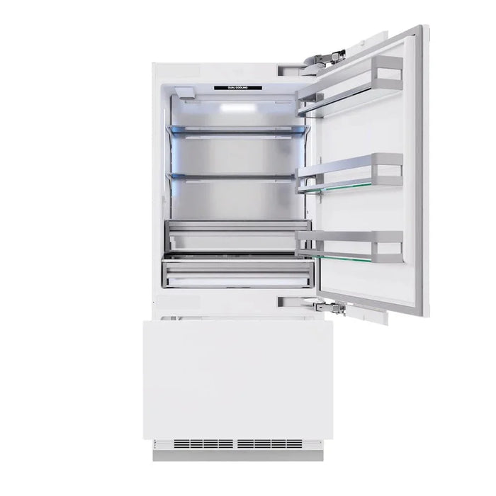 ZLINE 36" Panel Ready Built-In Bottom Freezer Refrigerator,Water Dispenser, Ice Maker, RBIT-3609K