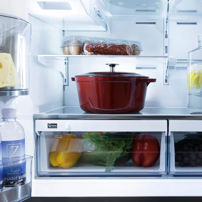 ZLINE Autograph Edition 36" Counter-Depth French Door Refrigerator, Water, Ice Maker, Fingerprint-Resistant Stainless Steel, Helix Handles RFMZ-W-36-KCB09K