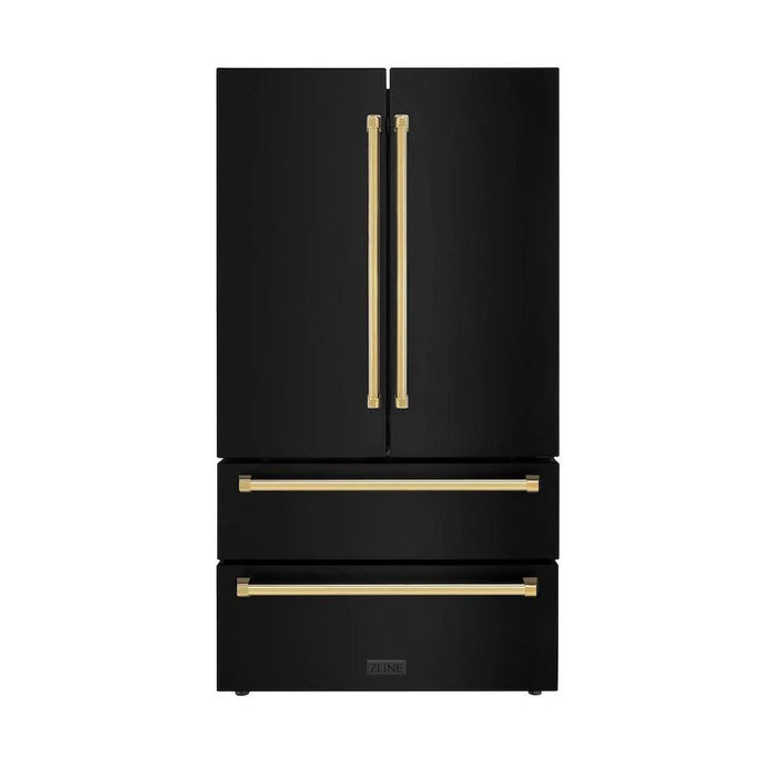 ZLINE Autograph Edition 48"Kitchen Package, Black Stainless Steel Dual Fuel Range, Range Hood, Dishwasher and Refrigeration, 4AKPR-RABRHDWV48-G09K