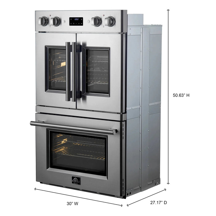 Forno 30"French Door Double Electric Wall Oven, Air Fry, Self-Clean, Sous Vide, FBOEL1340-3009K