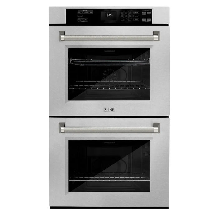 ZLINE Autograph Edition 30" Professional True Convection Double Wall Oven, Air Fry, Self Clean, Stainless Steel, Helix Handles WADSZ-30-KCB09K