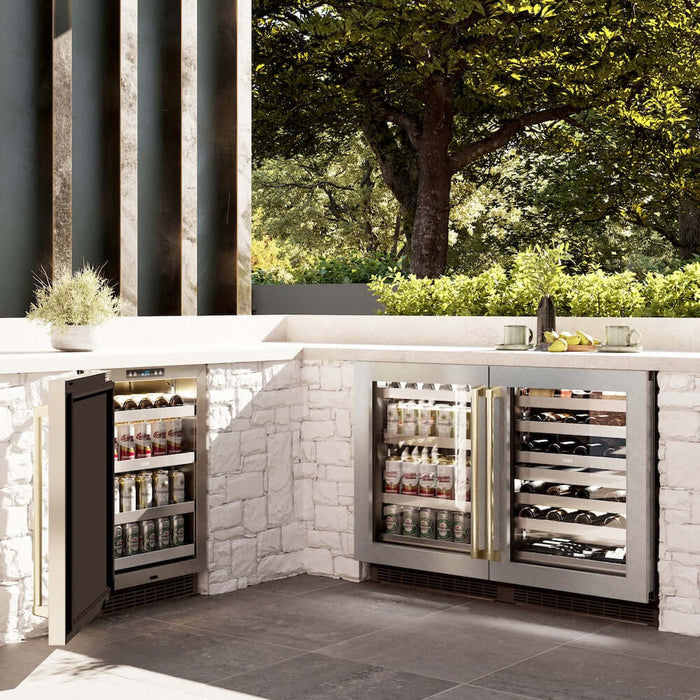 ZLINE 24" Touchstone Dual Zone 44 Bottle Wine Cooler White Matte Glass Door Matte Black Handle RWDOZ-WM-24-MB09K