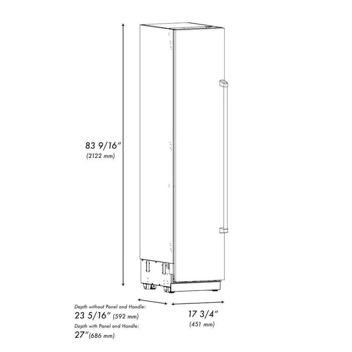 ZLINE 18" Left Hinge Column Freezer Black Stainless Steel, Graphite Gray Interior Champagne Bronze RCFVLZ-BS-18-CB09K