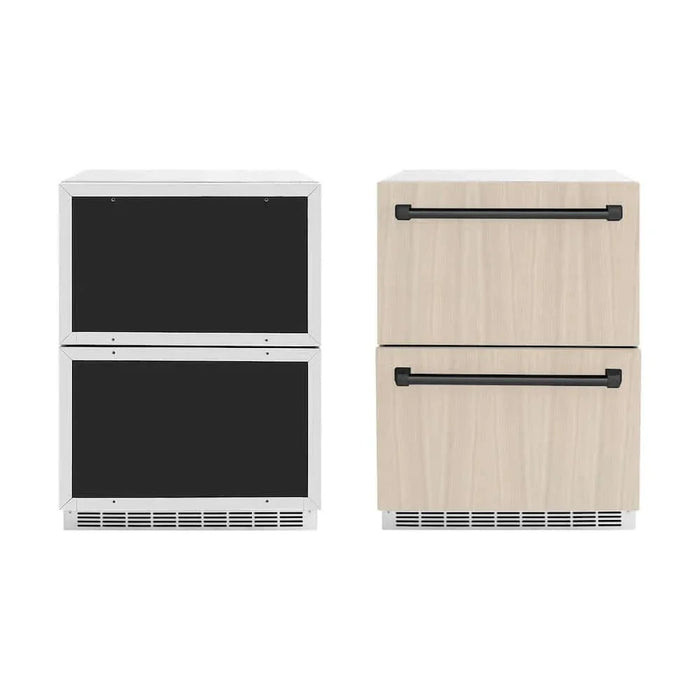 ZLINE 24" Touchstone 168 Can Outdoor-Rated Dual Refrigerator Drawer, Panel Matte Black, RDSPOZ-24-MB09K