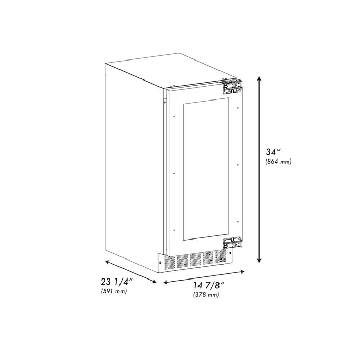 ZLINE 15" Touchstone Clear Cube Ice Maker Drain Pump Panel Ready Door ICCDP-1509K